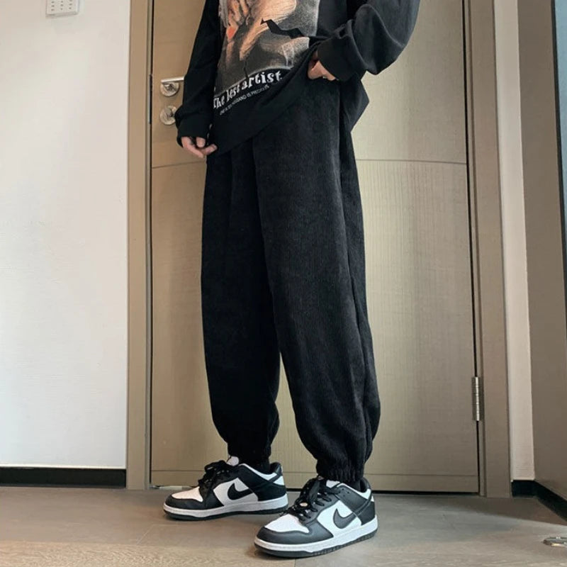 HEARUJOY  -  Man Sports Pants Harem Trousers Comfortable Y2k Cool Autumn Winter Casual Korean Sweatpants for Men Fleece-lined and Extra Thick