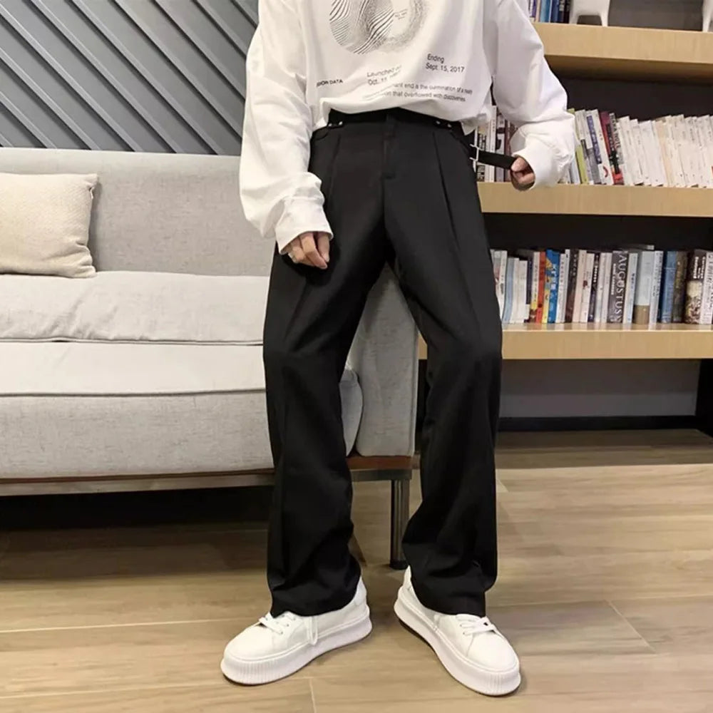 HEARUJOY  -  Mens Suit Trousers British Style Straight Trousers Business Versatile Streetwear Casual Trousers Men'S Clothing Summer New