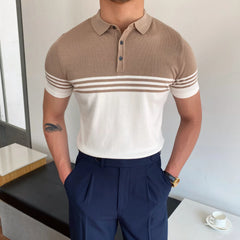 HEARUJOY  -  Summer Cotton Men Polo Shirt Business Casual Turn-down Collar Button-up Tees Fashion Flocking Tshirts Top Lce Silk Fabric Blouse