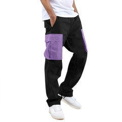 HEARUJOY  -  Men's Summer Color-block Pocket Loose Cargo Pants, Elastic Waist Casual All-season Trousers