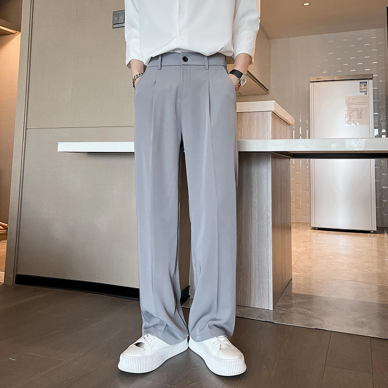 HEARUJOY  -  Black Suit Pants Men Slim Fit Social Mens White Dress Pants Korean Straight Pants Mens Office Formal Trousers Large Size 5XL