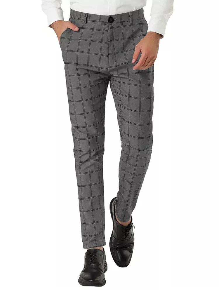 HEARUJOY  -  Outdoor Casual Suit Trousers Mens 2025 Autumn Daily Leisure Straight Pants For Men Stylish Plaid Striped Printing Trousers