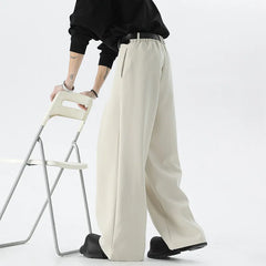 HEARUJOY  -  Beige Suit Pants Men Oversized Fashion Society Mens Dress Pants Korean Loose Wide Leg Pants Mens Office Formal Black Trousers