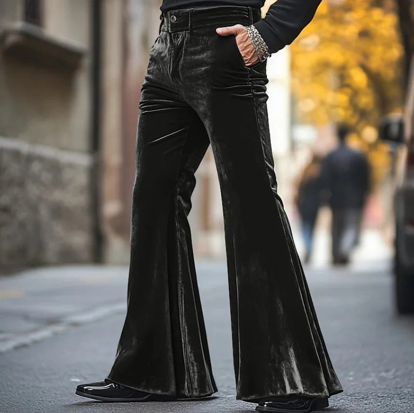 HEARUJOY  -  Men's Velvet Pants with Pockets, Solid Color Comfortable Soft, Daily Wear Fashionable Street-style Trousers