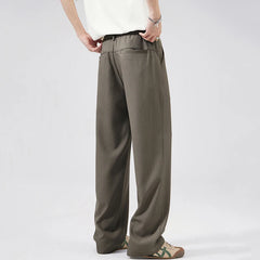 HEARUJOY  -  New Fashion Men's Suit Pants Summer Single Pleated Casual Wide Leg Draped Full Length Trousers Thin Male Bottoms