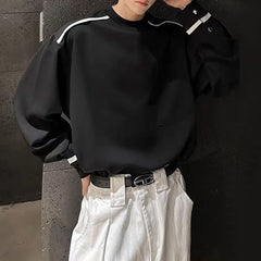 HEARUJOY  -  Mens T-Shirts Contrast Striped Casual T-Shirts Spring Streetwear Versatile Long-Sleeved Tops Old Money Men'S Clothing