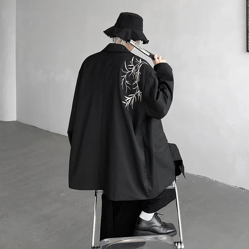 Hearujoy Gentleman Embroidery Black Blazers Men Spring New Casual Oversized Blazer Jacket Korean Male Elegant Business Coat Plus Size 5XL