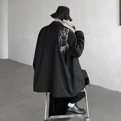 Hearujoy Gentleman Embroidery Black Blazers Men Spring New Casual Oversized Blazer Jacket Korean Male Elegant Business Coat Plus Size 5XL