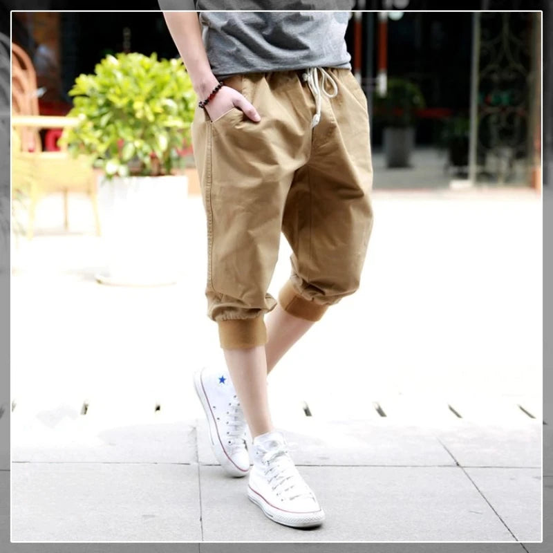 HEARUJOY  -  Casual Cropped Pants Men's Small Feet Casual Pants Cotton Shorts Versatile Loose Sports Harem Pants