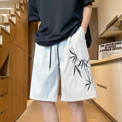 Hearujoy Summer New Embroidery Shorts Men Wide Leg Fashion Short Pants Youth Streetwear Loose Casual Shorts Black/Gray Oversized 5XL