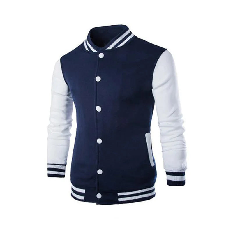 HEARUJOY  -  Autumn and Winter Fleece Classic Loose Casual Stand Collar Button Men's Baseball Uniform Flight Jacket