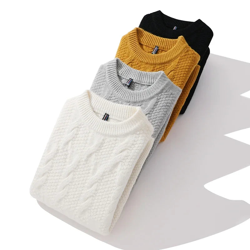 HEARUJOY  -  Men's Fashion Inside Crew-neck Knit Hoodie Version Loose Breathable Autumn and Winter Sweater Men Casual