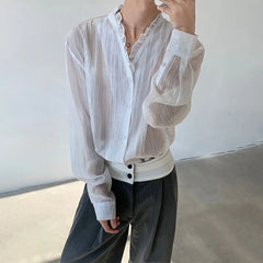 HEARUJOY  -  Mens Shirt Slightly Transparent Sexy Casual Spring Streetwear Fashion Breathable Niche Shirt Long Sleeve Top Men'S Clothing 2025