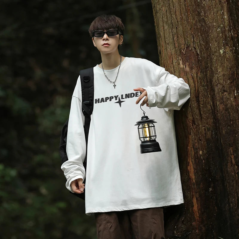 HEARUJOY  -  Y2k T Shirt for Men Autumn Oversized Long-Sleeved Tees Men Clothing Letter Printed Gym Anime Shirt Tops Man Graphic T Shirts