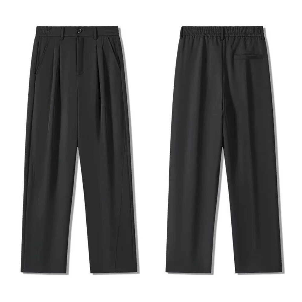 HEARUJOY  -  Men's Straight Casual Trousers Hong Kong Style Retro Fashion Simple Loose Versatile Commuting Daily 2025 New Men's Clothing