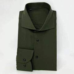 HEARUJOY  -  Summer New Mens Fashion Business Gentleman Slim Fit Solid Color Long Sleeve Shirt Non-Iron Elegant Trendy Casual Shirt Men