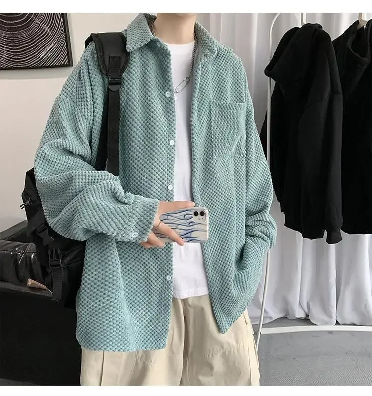 HEARUJOY  -  New Men's Corduroy Shirt Jacket Handsome Long-sleeved Top