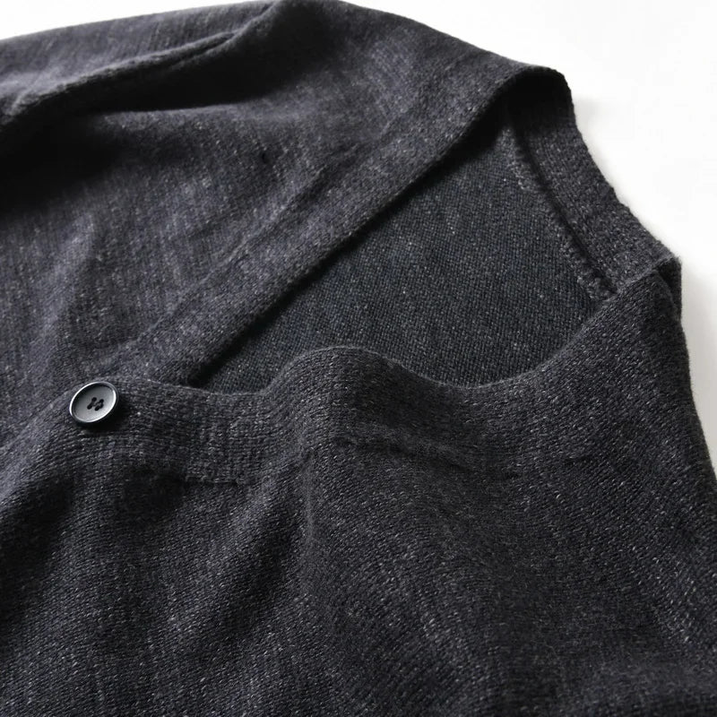HEARUJOY  -  Premium Wool-Blend Relaxed Fit Layered V-Neck Cardigan Men's Warm Knit Sweater Coat for Autumn/Winter