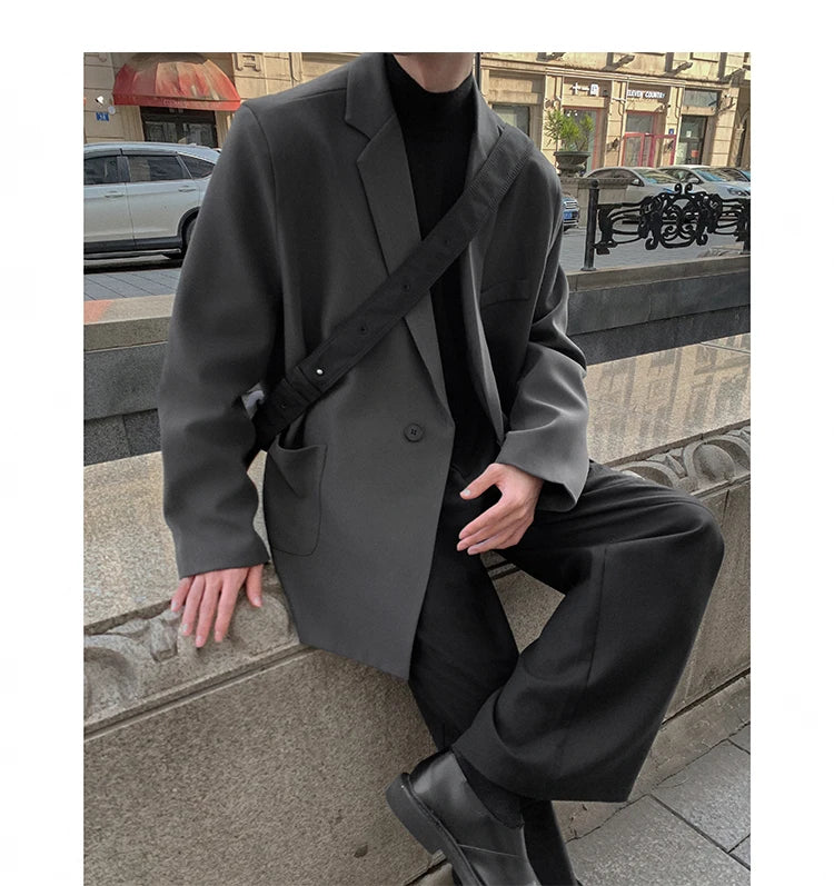 HEARUJOY  -  Spring Summer Men Formal Blazers Men Korean Fashion Loose Casual Dress Jacket Men Harajuku Social Suit Jacket Clothing