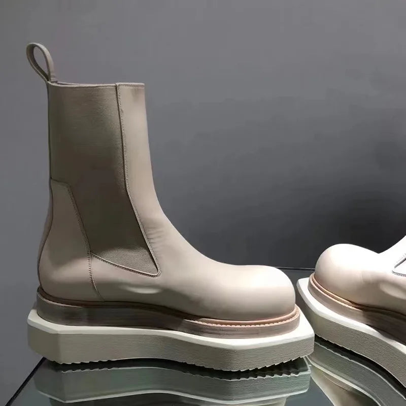 Hearujoy  Chelsea Boots Women Shoes Thick Sole Platform Leather Ankle Boots Casual Knight Shoe New Designer Shoes for Men Motorcycle Boots