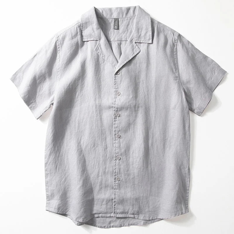 HEARUJOY  -  Men's Pure Linen Shirt Short Sleeve Summer Thin Breathable Simple Lapel Shirt Chinese Style Male Hemp Half Sleeve Blouse Tops