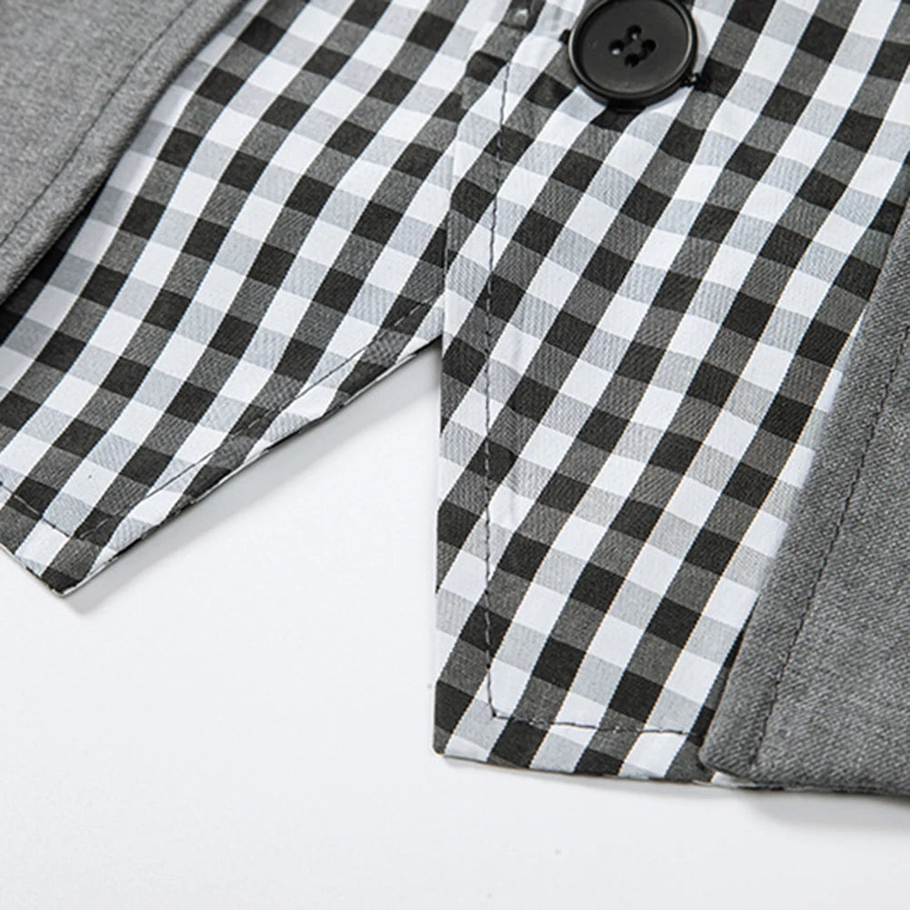 HEARUJOY  -  Fashion Business Vests Men's Suit Waistcoat Regular Length Garment Spring Autumn Fashion V Neck Sleeveless Plaid Pattern For Men