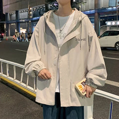 HEARUJOY  -  Men's Oversized Jackets Cotton With Hat Man Letter Print Coat Casual Wear Autumn 5XL Safari Style Jacket For Men Outerwear