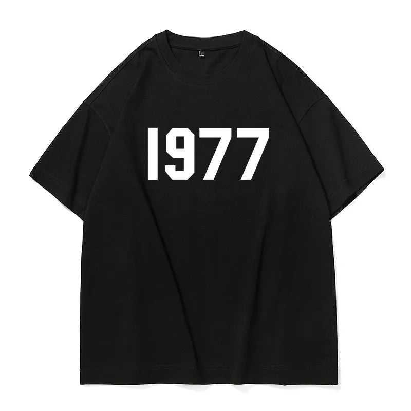 HEARUJOY  -  High Street 1977 T Shirts Men Summer Short-sleeve Oversized T-Shirt Basic Casual O Neck Streetwear Tee Shirt Unisex Tops
