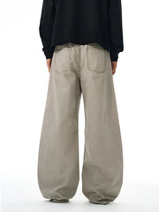 HEARUJOY  -  100% Cotton Wide-leg Jeans Men's Autumn Fashion Pocket Design Casual Trousers Loose American High Street Y2K Denim Pants