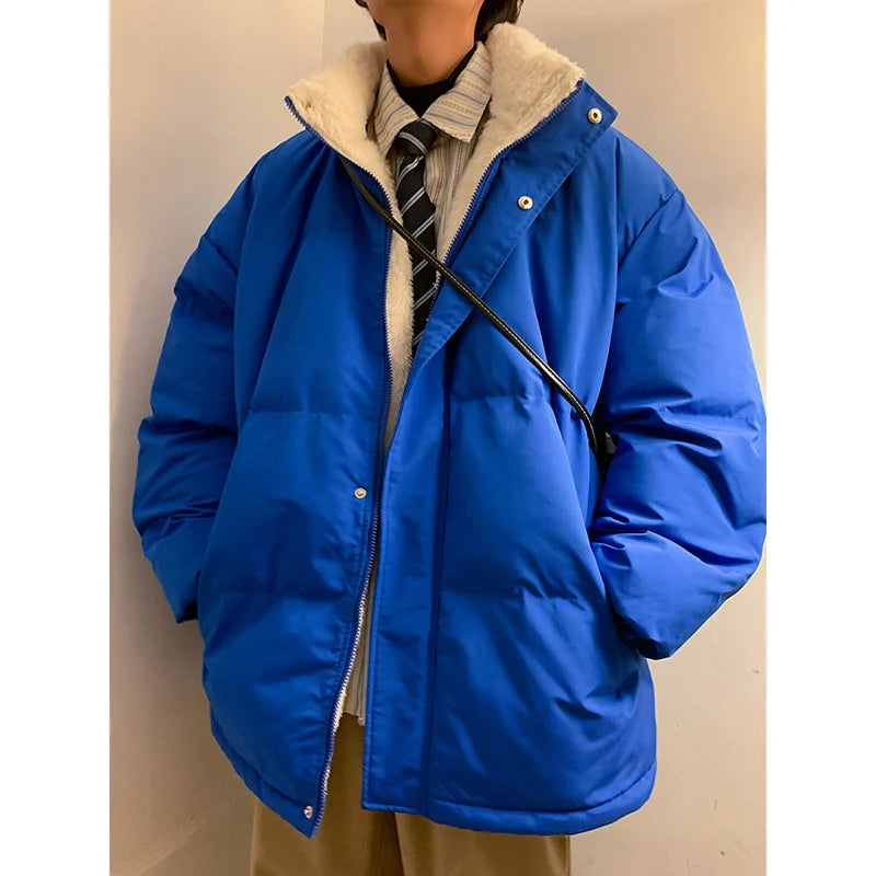 HEARUJOY  -  Men Harajuku Warm Bubble Coat Winter Jacket Stand Collar Oversize Parkas Korean Style Male Padded Coat Korean Puffer Jackets
