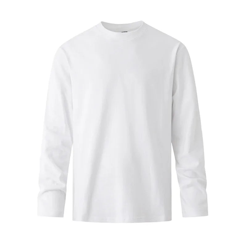 HEARUJOY  -  New Simple Men's T-shirts Round Collar Solid Color 2025 Autumn Korean Style Pullover Tees Long Sleeved Loose Male Tops