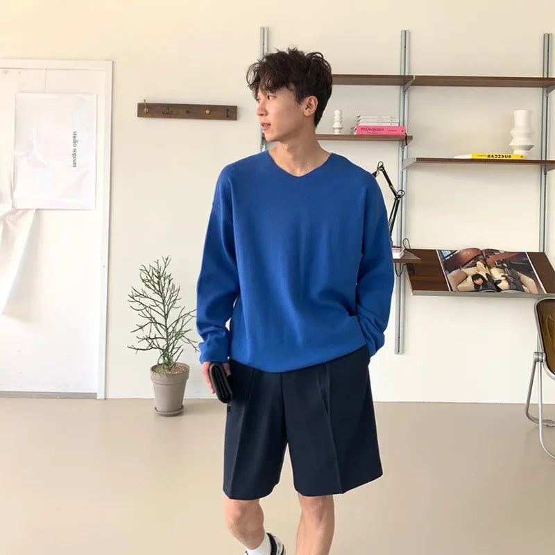 HEARUJOY  -  Summer Suit Shorts Men Fashion Business Casual Dress Shorts Men Streetwear Korean Loose Suit Shorts Mens Office Formal Shorts