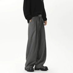 HEARUJOY  -  Black Suit Pants Men Oversized Fashion Society Mens Dress Pants Korean Loose Casual Wide Leg Pants Mens Office Formal Trousers