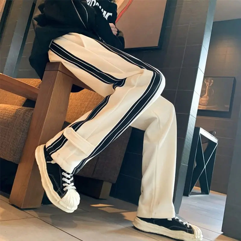 HEARUJOY  -  Autumn Winter Elegant Casual Pants for Men American Street Style Fashion Loose Fit Straight Leg Men Clothing