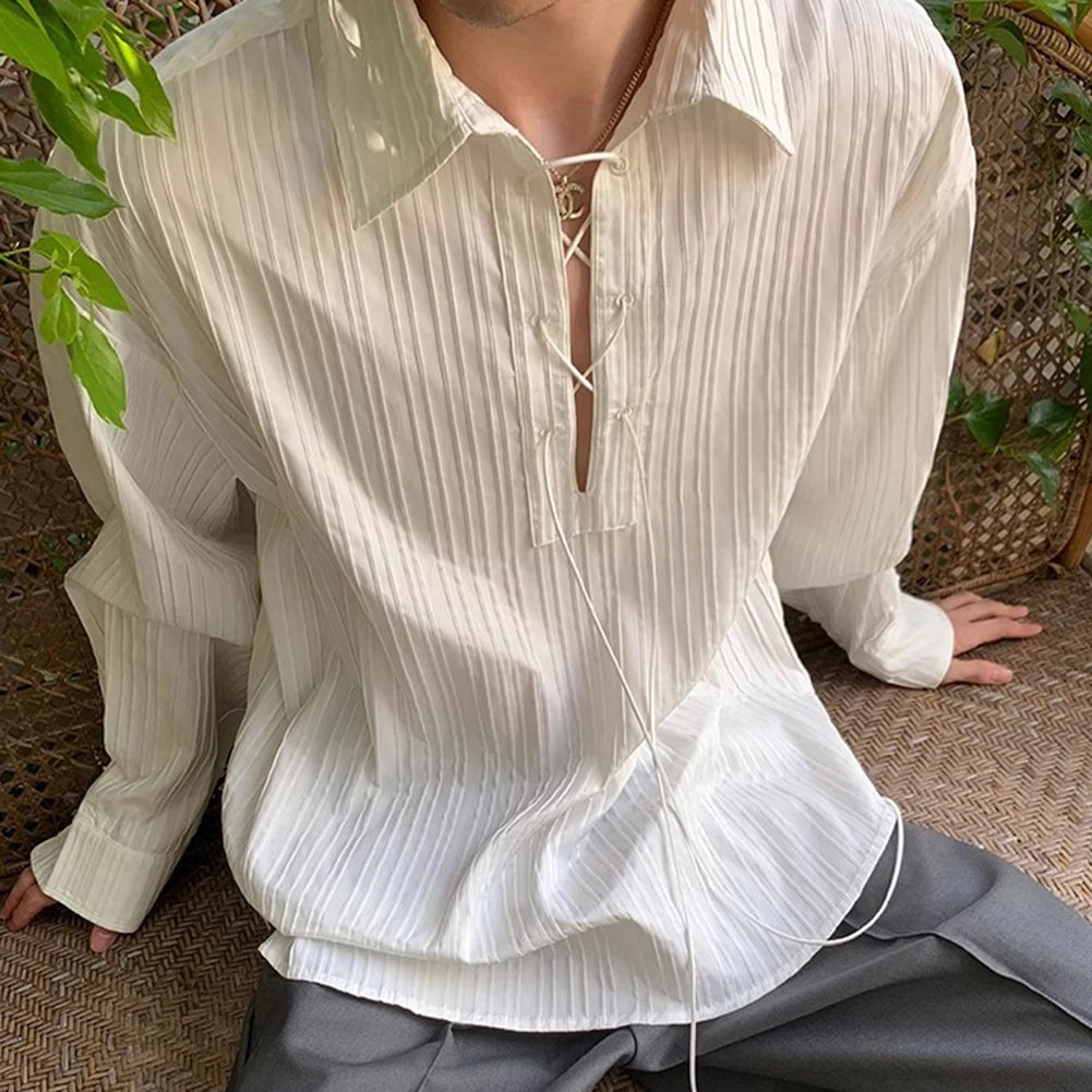 HEARUJOY  -  Casual Outing Regular Clothing Length Slight Stretch Fabric Casual Draped Long Sleeve Shirt Casual Style Shirt