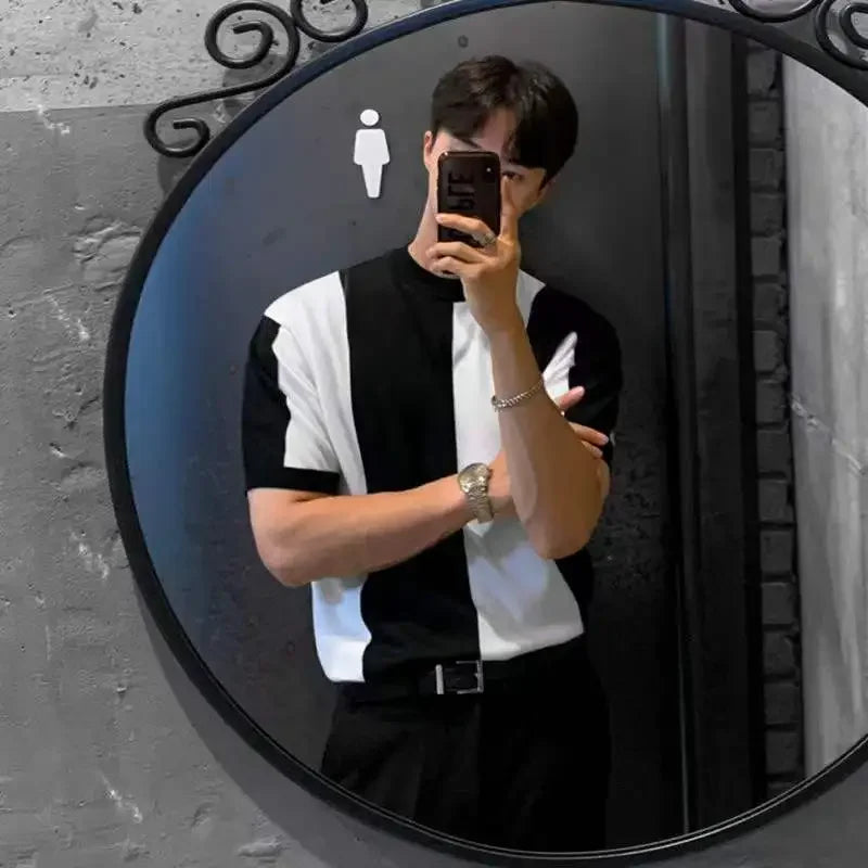 HEARUJOY  -  Tops Slim Fit Men's T-shirt Male Tees Shirts Striped Chic Korean Popular Clothes Funny Stylish Streetwear Wholesale Harajuku Hot
