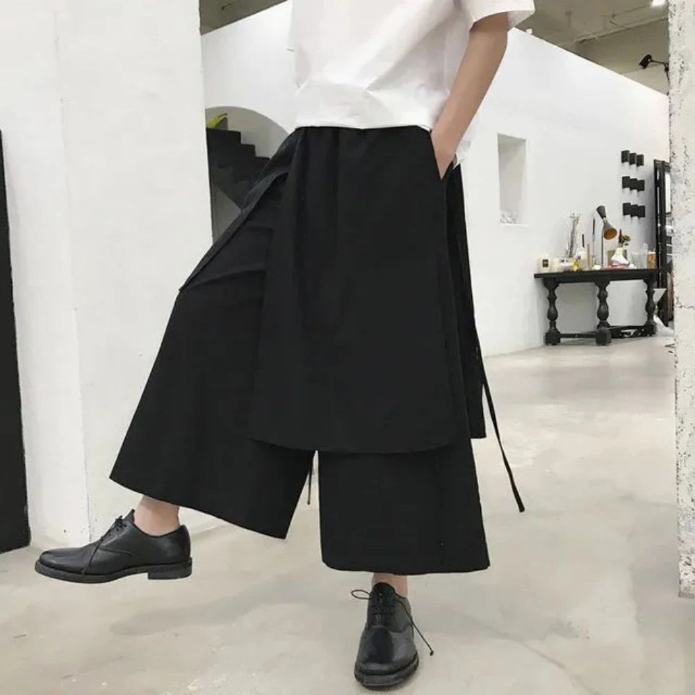 Hearujoy Chinese Harem Pants Kimono Karate Asuab Clothes Black Samurai Clothes Japanese Pants Streetwear Cotton And Linen Cropped Pant