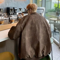 HEARUJOY  -  Men New Jackets Coats Zipper Coat Turn Down Collar Jacket Full Sleeve Casual Loose Thick Splice Regular Autumn Winter New