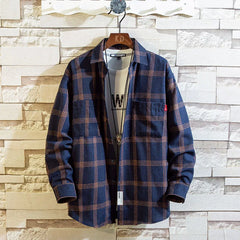 HEARUJOY  -  Men's 2025 Spring and Autumn New Casual Korean Loose Fashion Fashion Plaid Shirt