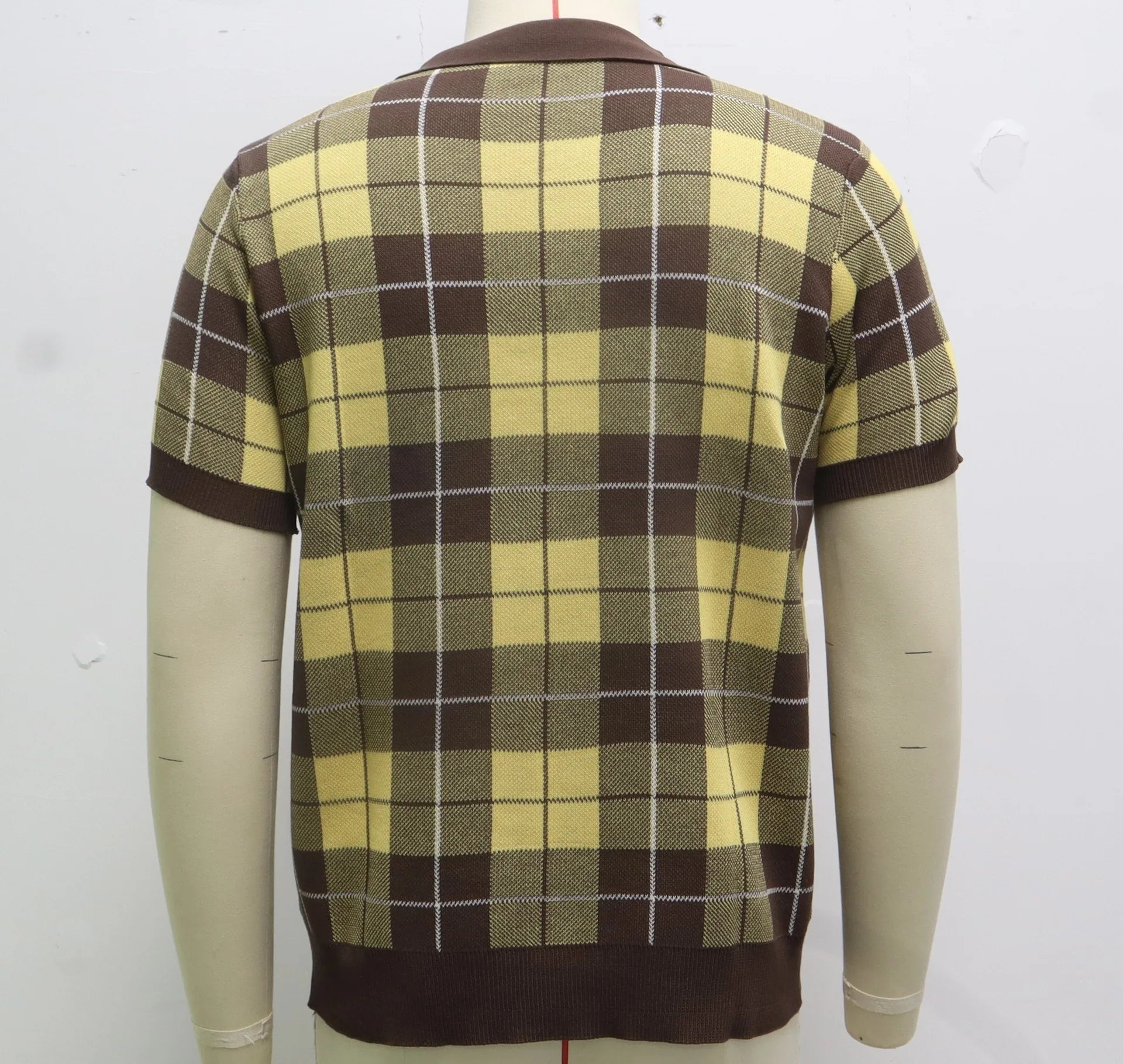 HEARUJOY  -  British Style Luxury Plaid Jacquard Knitted Polo Shirt For Men High Quality Short Sleeve Tops Spring Summer Fashion Kint Tshirts