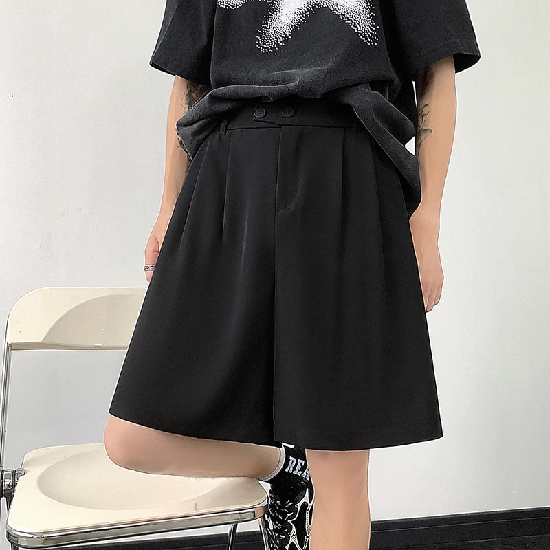 HEARUJOY  -  Summer Suit Shorts Men Fashion Social Mens Black Dress Shorts Korean Business Casual Shorts Mens Office Formal Shorts M-3XL