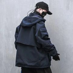 Hearujoy Functional Style Stand Collar Hooded Stormsuit Loose Retro Highstreet Unisex Men'S Clothes Harajuku Oversize Streetwear Lovers