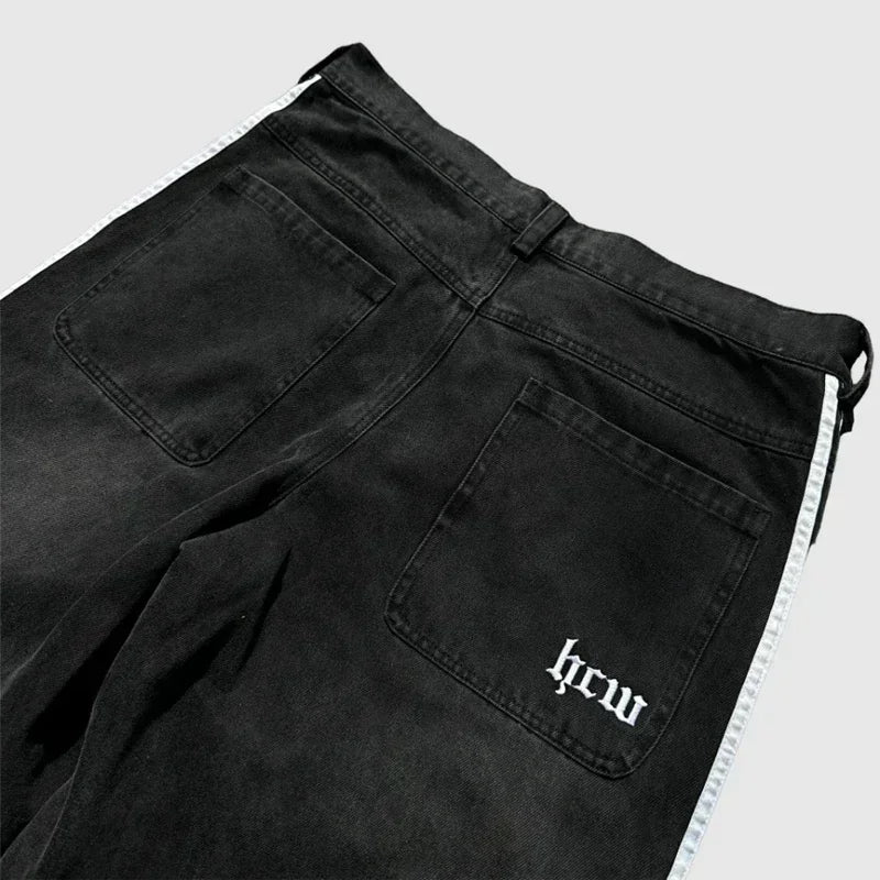 Hearujoy Y2k Hip hop High street striped straight leg men jeans Punk Harajuku street wear couple high-waisted jeans casual loose pants