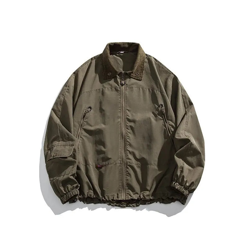 HEARUJOY  -  Japanese Retro Spring/Fall Outdoor Workwear Jacket Men's Quick-Dry Lapel Utility Coat Oversized Pilot Jacket with Multi-Pockets