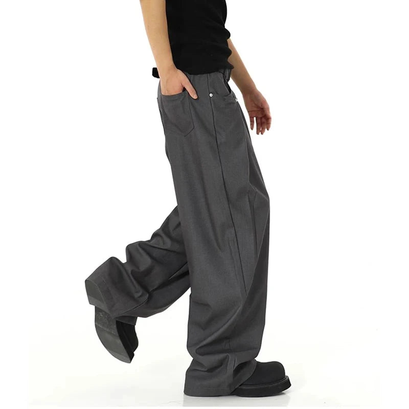 Hearujoy Wide Leg Office Suit Pant Man Harajuku Vintage Baggy High Waist Trousers Male Streetwear Casual Korean Elegent Bottoms