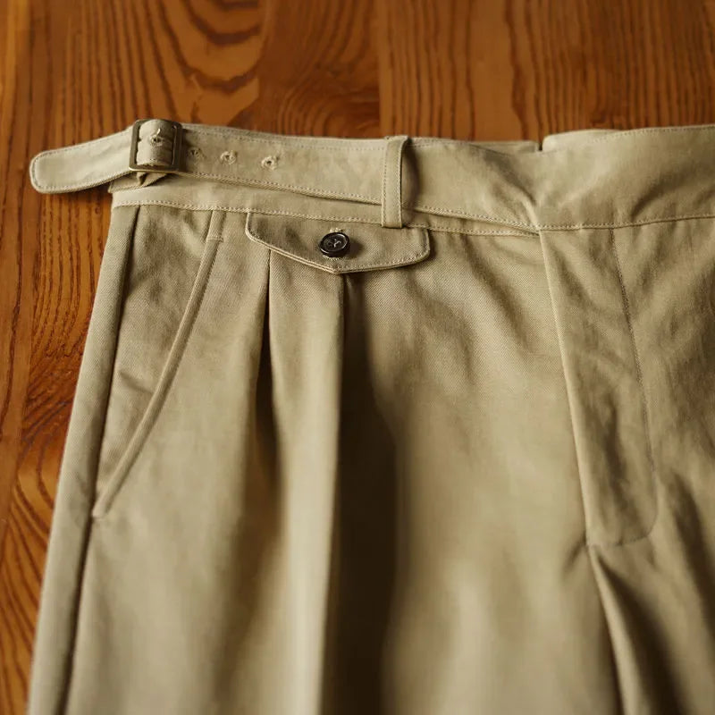 HEARUJOY  -  Vintage Gurkha Pants Men British Style High Waist Casual Straight Trousers Spring Autumn Fashion Loose Ankle-Length Naples Pant