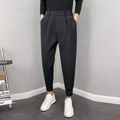 HEARUJOY  -  Summer Fashion Leggings Trendy Versatile Suit Pants Men's Solid Patchwork Zippere Button Pockets 9-inch Straight Casual Trousers
