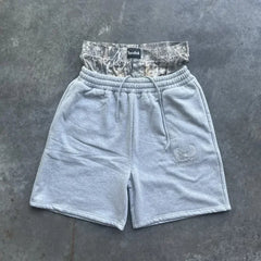 Hearujoy Summer letter embroidery 2024 spliced loose sports shorts trendy versatile casual American high street washed bottoms hot sale