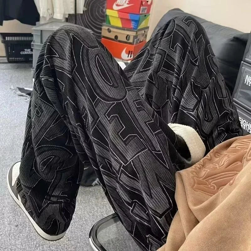 HEARUJOY  -  Trousers Man Sports Pants Printing Graphic Fashion Clearance Sale Casual Cool Essential Trend Retro Sweatpants for Men Straight