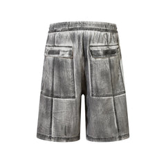 Hearujoy High Street Front Pockets Graffiti Painted Drawstring Cargo Shorts for Men and Women Straight Baggy Casual Five Point Pants